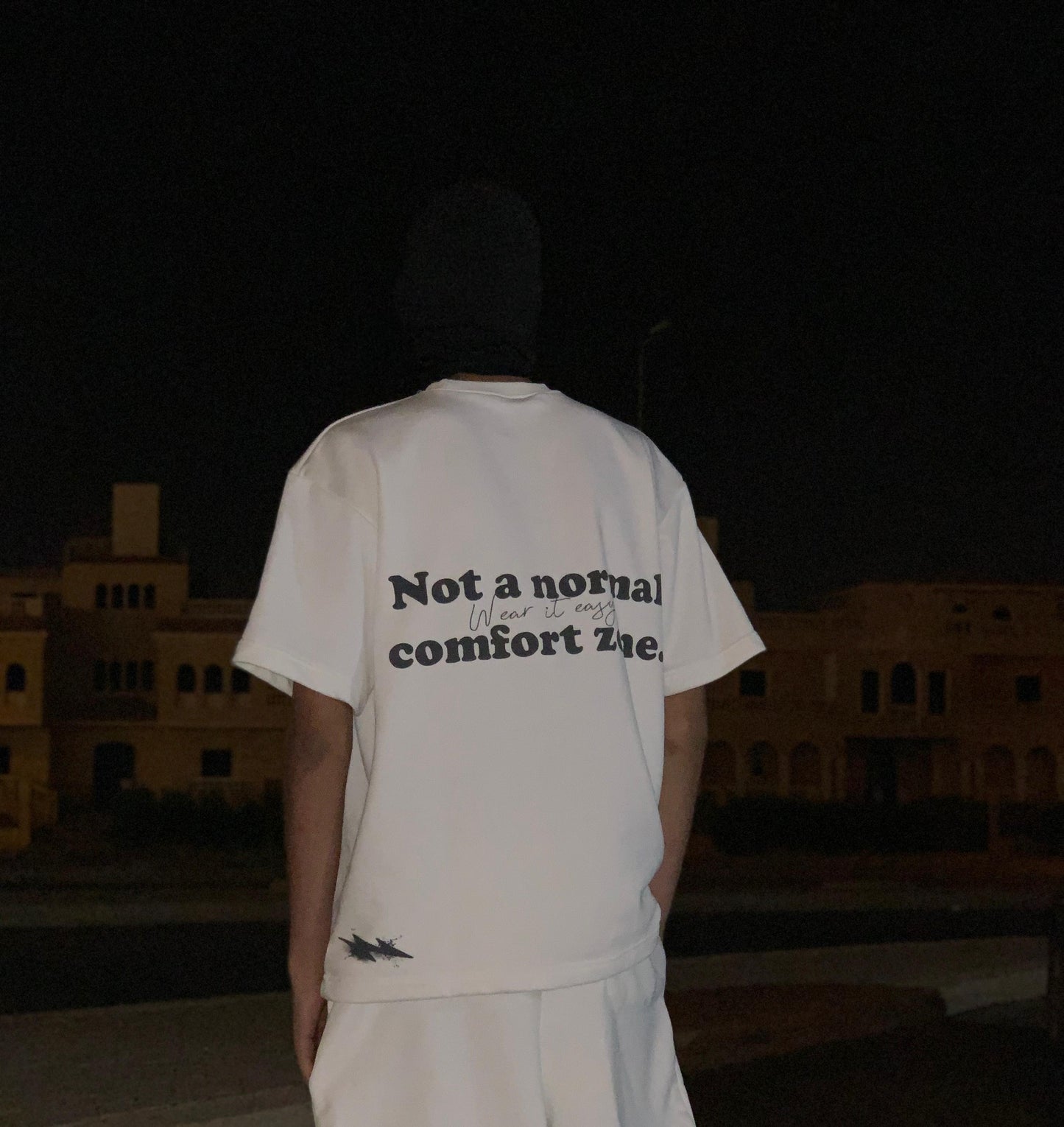 Cozic White Graphic Oversized T-Shirt – “Not a Normal Comfort Zone”
